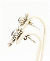 Almandine Garnet Silver-Stone Stud Earrings 925 3.4g